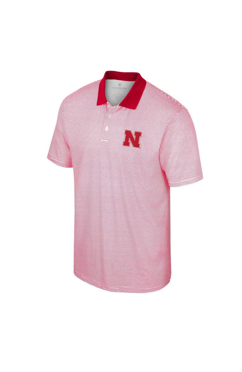 COLOSSEUM Men's Colosseum White/Scarlet Nebraska Huskers Print Stripe Polo, Alternate, color, White