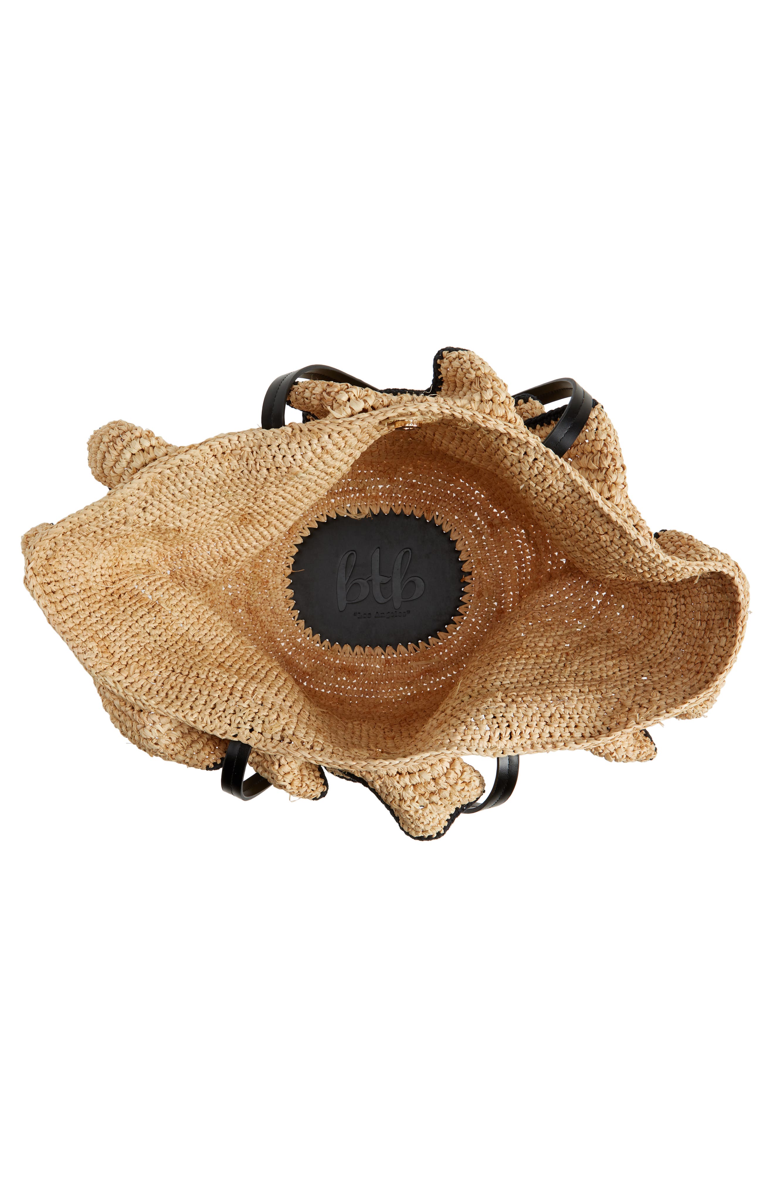 BTB Los Angeles Joey Ruffle Raffia Tote, Alternate, color, 