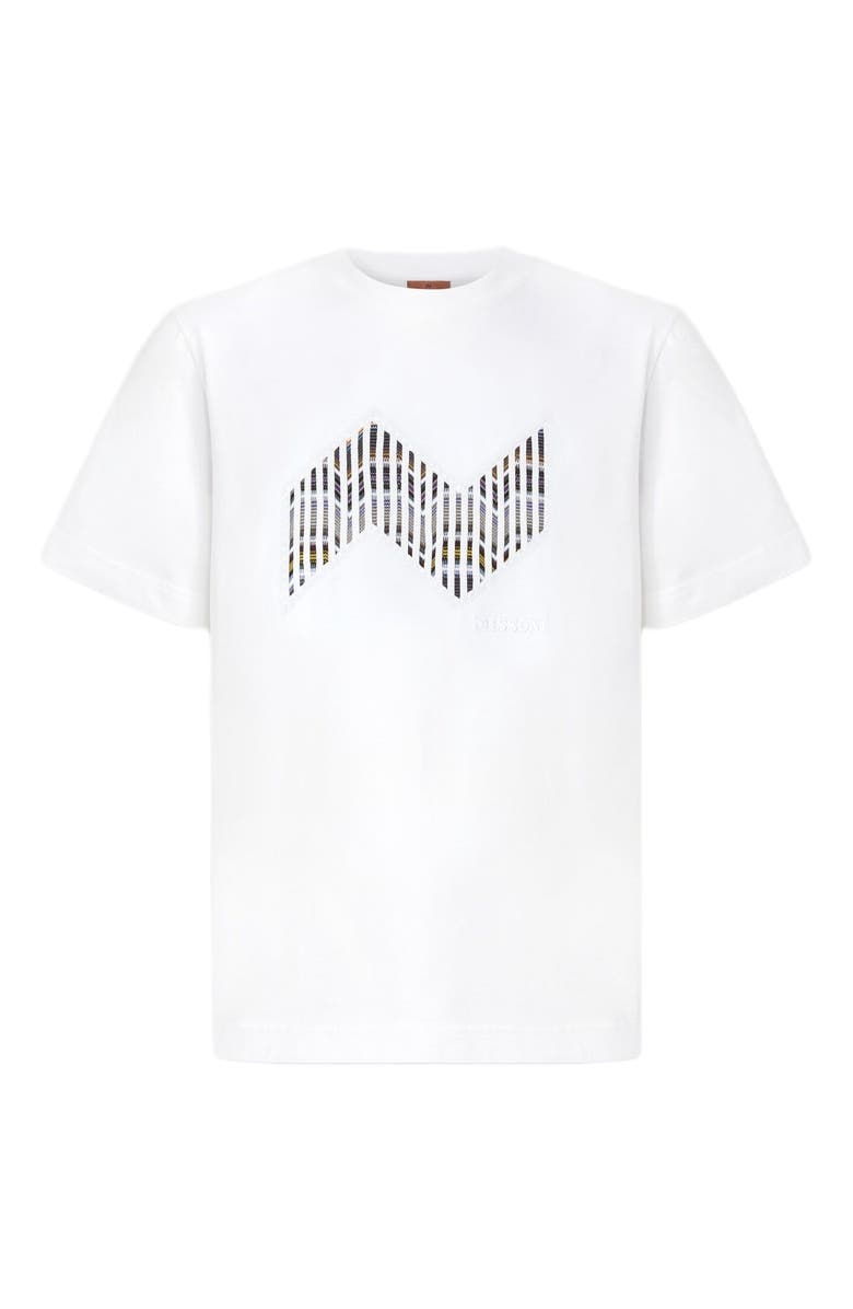 Missoni Short Sleeve T-shirt With Geometric Zigzag Insert And Logo, Alternate, color, Multicoloured