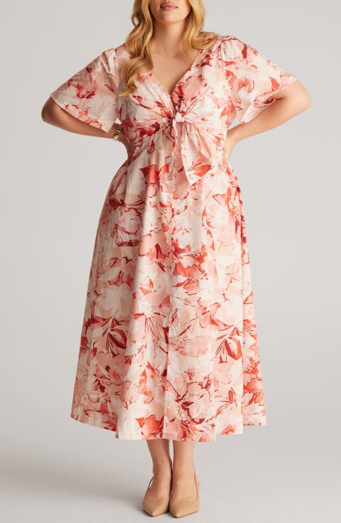 Nadja Floral Cotton Midi Dress (Plus)