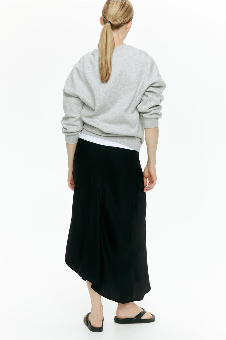 Mama Asymmetric Satin Skirt, Alternate, color, Black