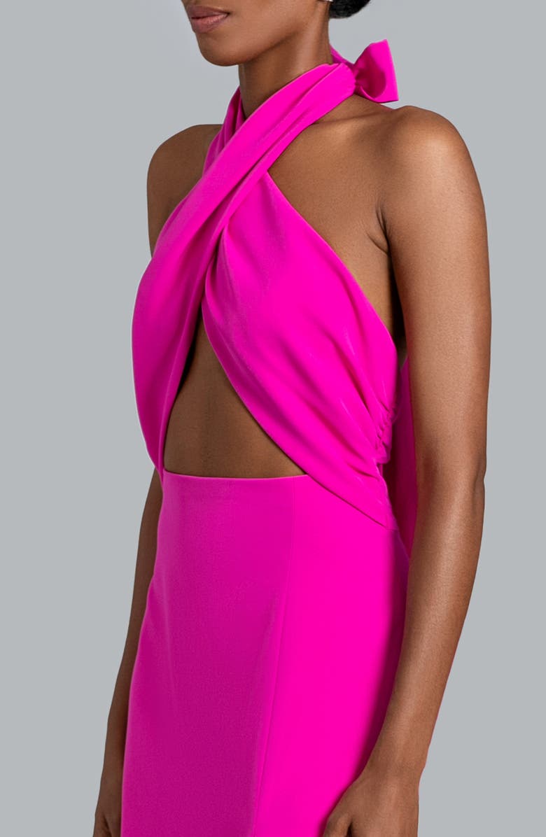 Ghrail Piper Stretch Crepe Halter Dress, Alternate, color, Fuchsia