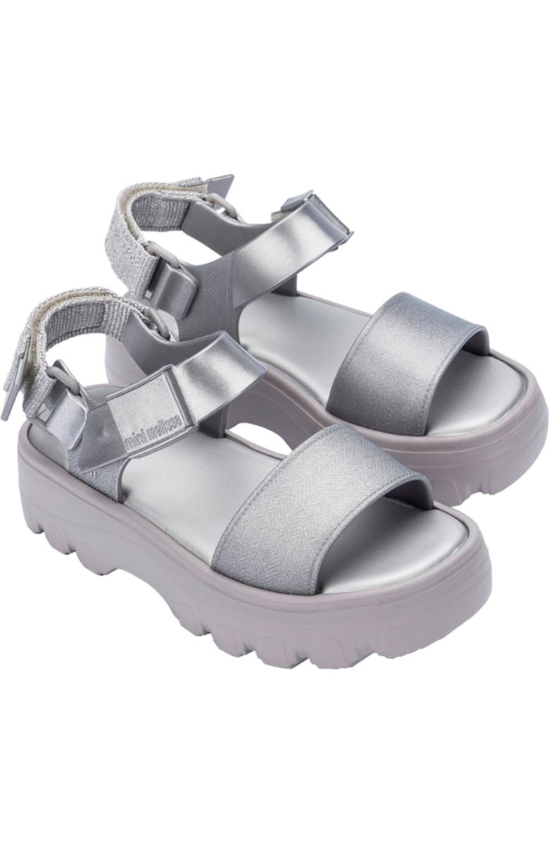 Mini Melissa Kids' Kick Off Platform Sandal, Main, color, Silver