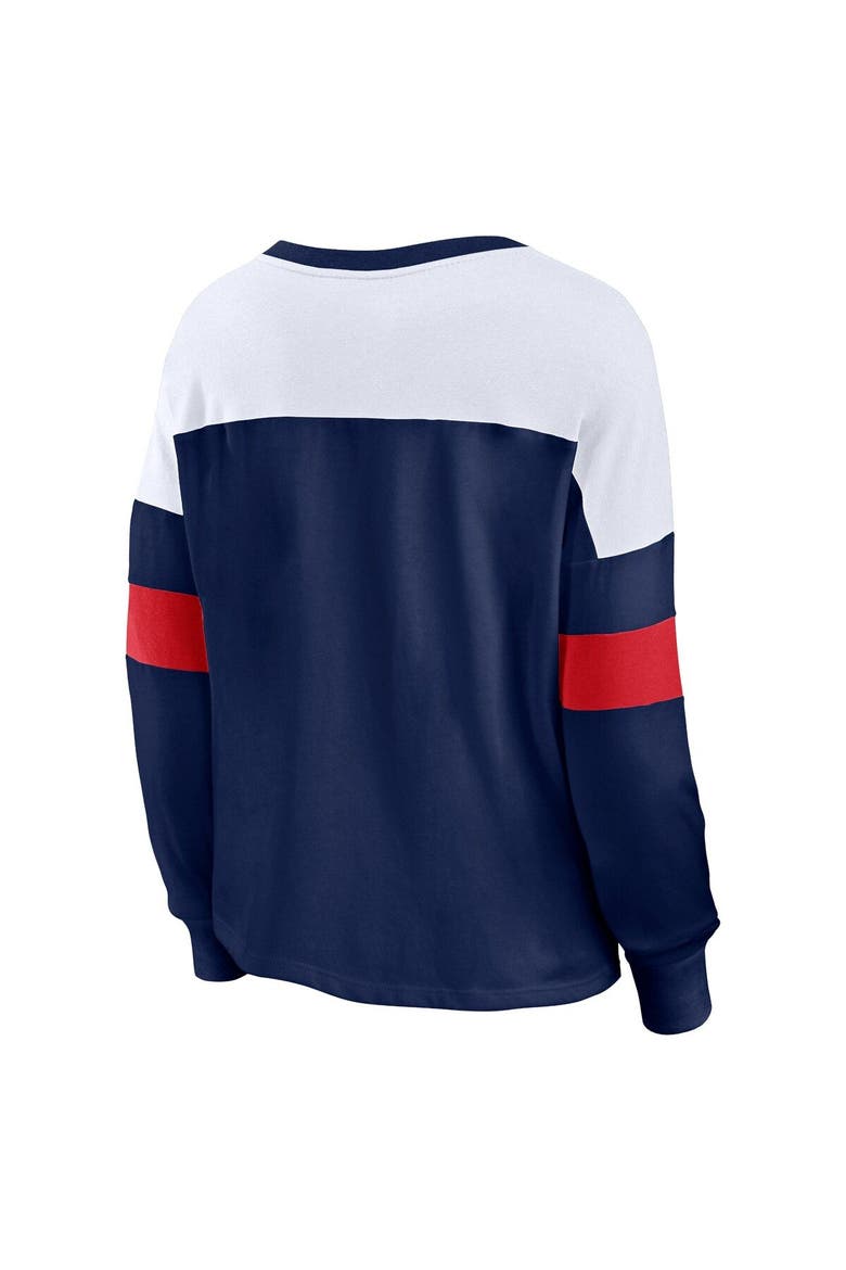Women's Fanatics Branded Navy/White Boston Red Sox Even Match Lace-Up Long Sleeve V-Neck T-Shirt, Alternate, color, Navy