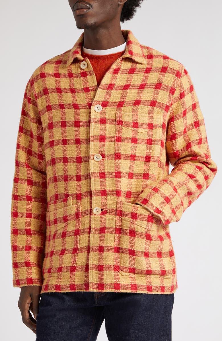 Drake's Tablecloth Check Five Pocket Linen Blend Chore Jacket, Alternate, color, 
