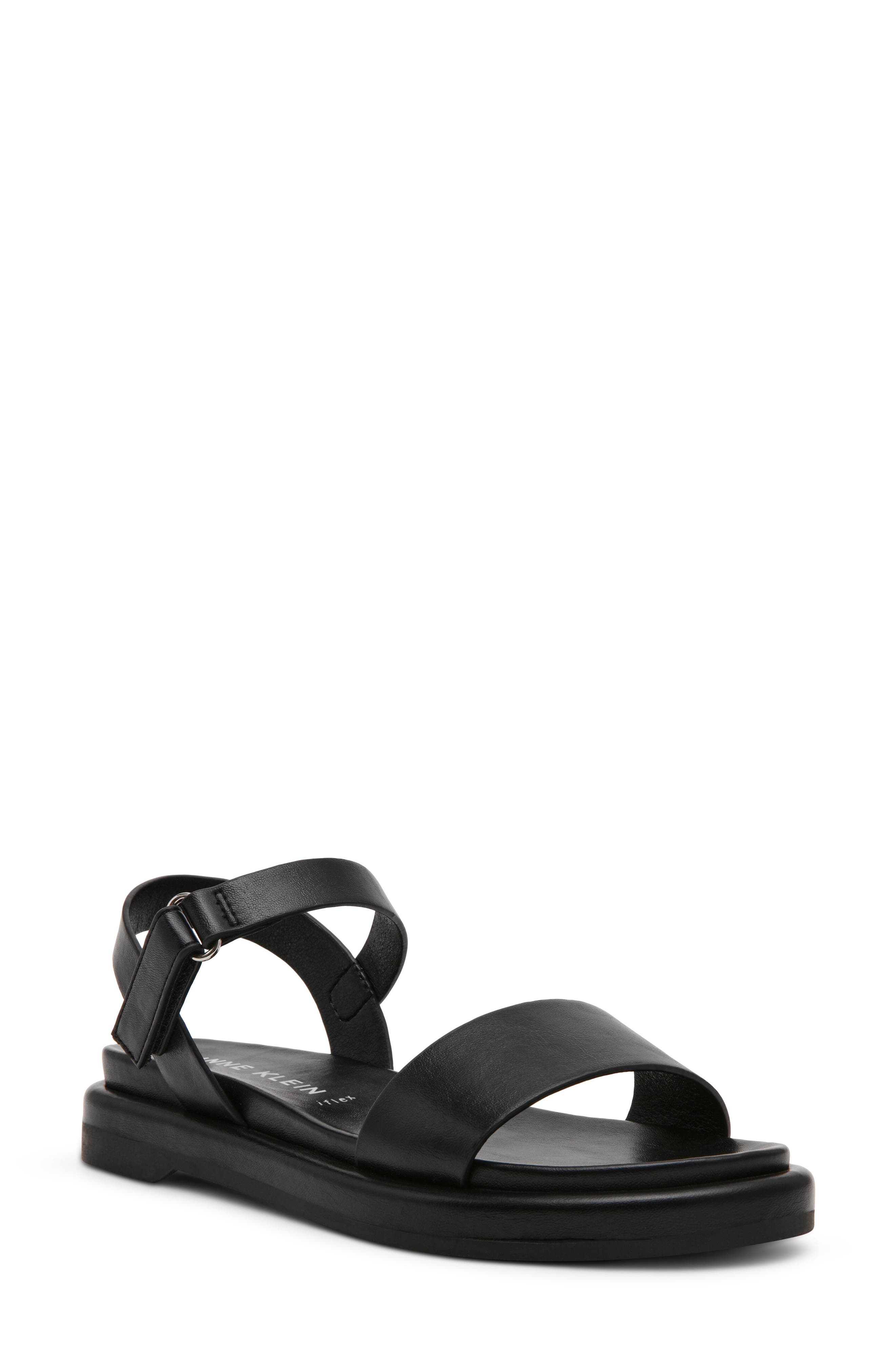 Anne Klein Elani Ankle Strap Sandal, Main, color, Black