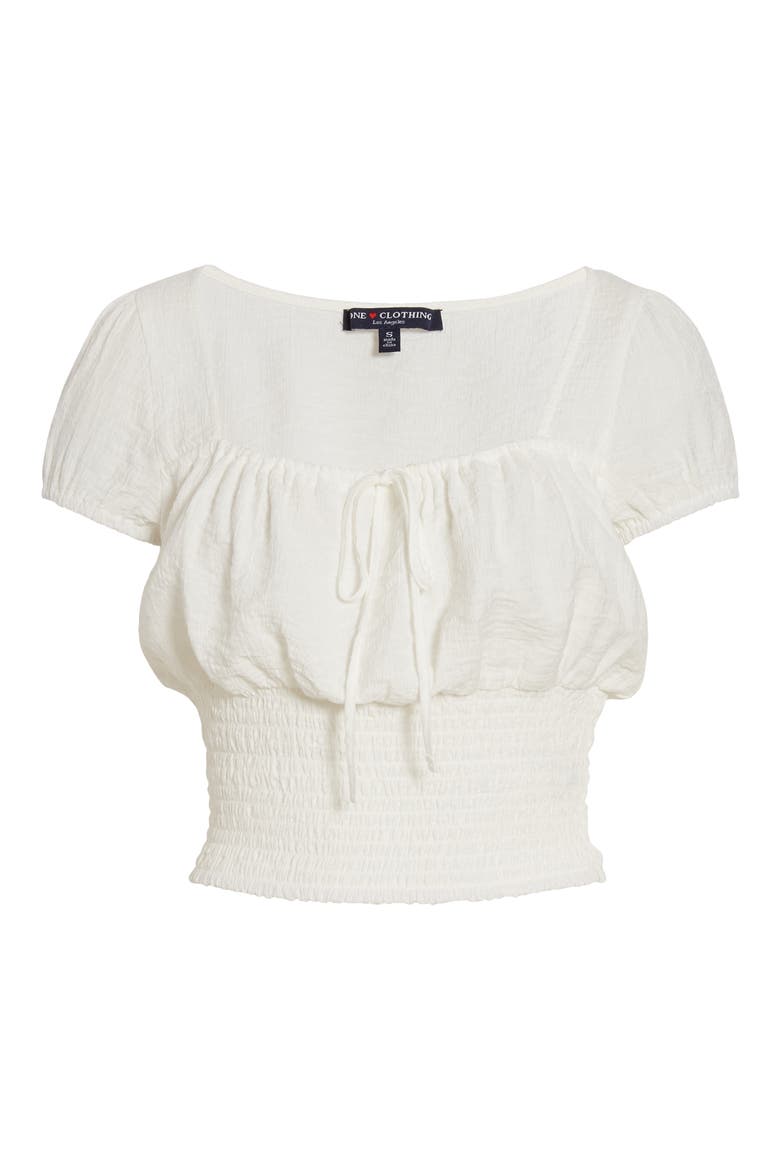 Smocked Bottom Blouse, Alternate, color, WHITE