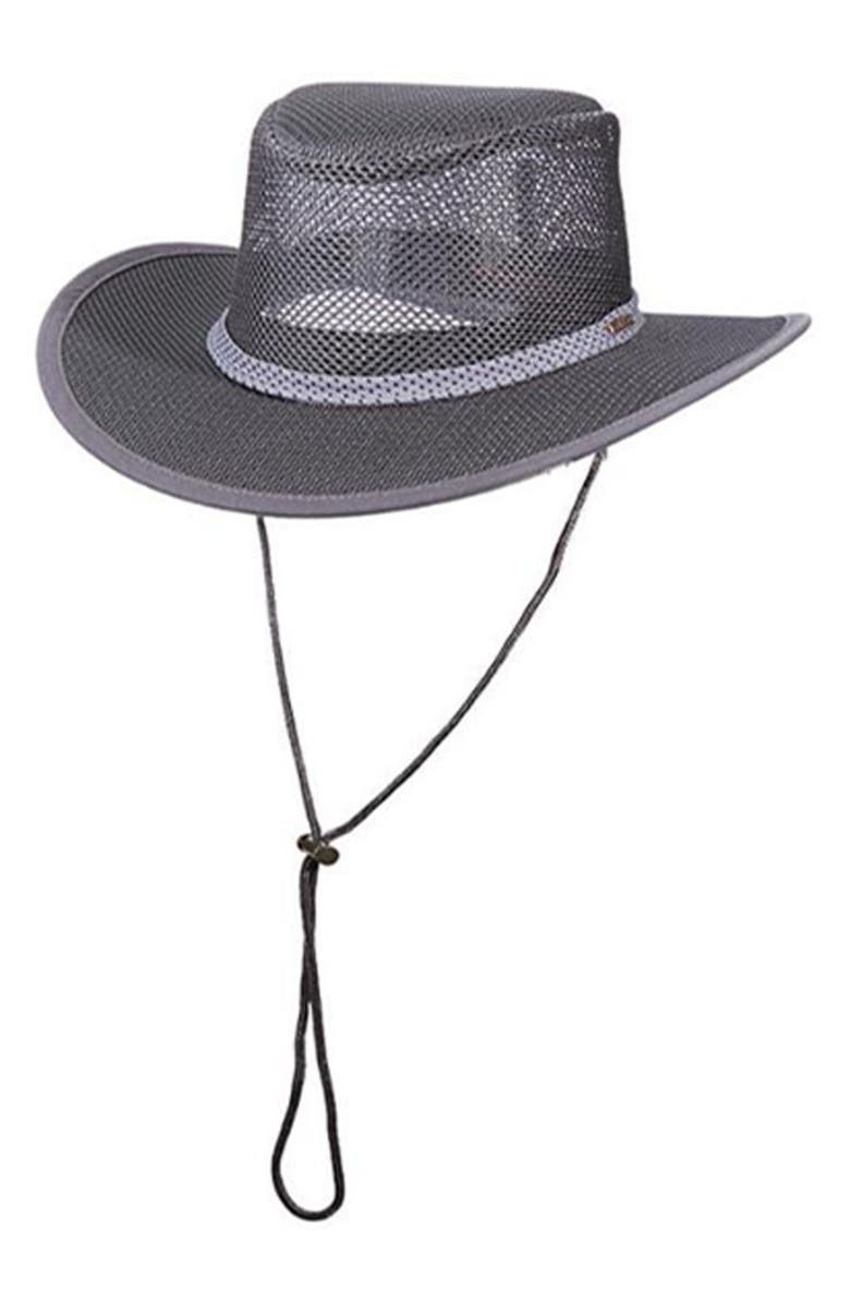 Scala Mesh Safari Hat, Main, color, Charcoal
