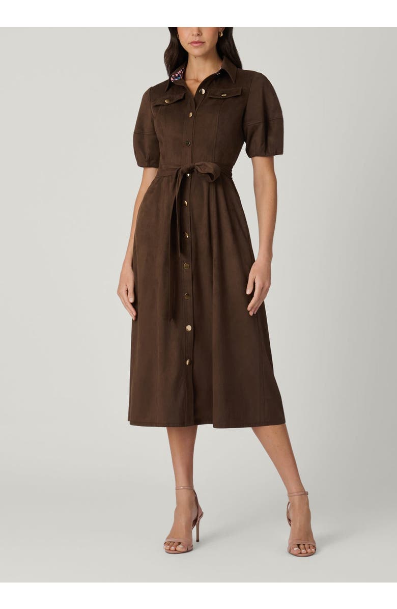 Shoshanna Mara Espresso Suede Dress, Main, color, Espresso
