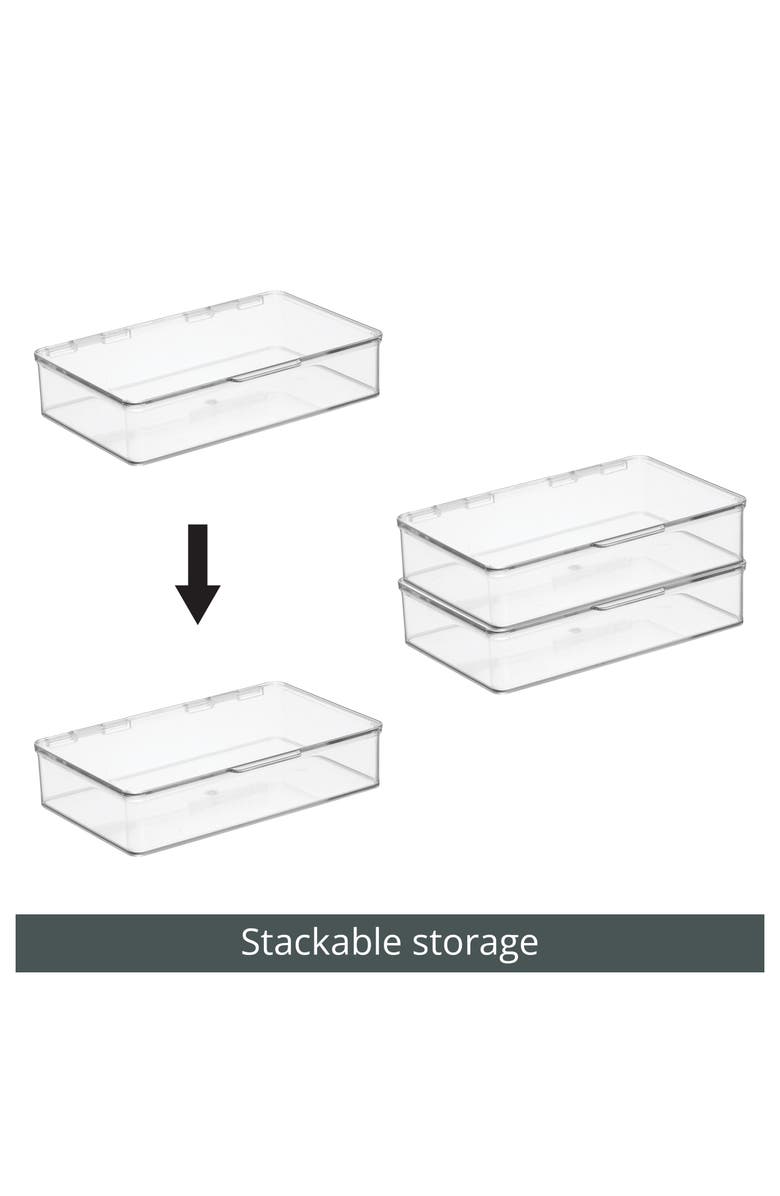iDesign Stackable Hinged-Lid Pantry Storage Box - Set of 4 - Clear, Alternate, color, Clear