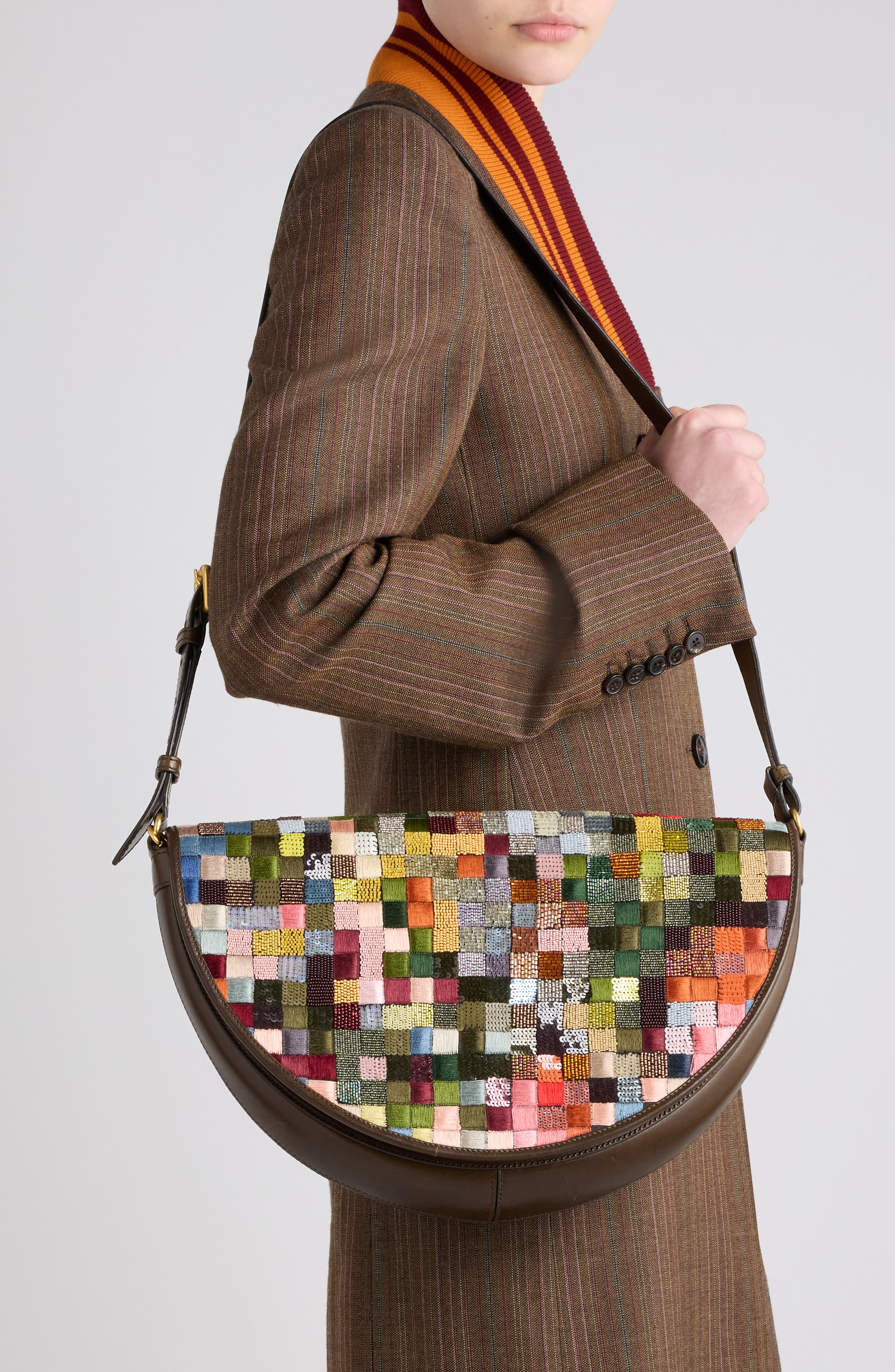 Embellished Silk & Viscose Shoulder Bag, Main, color, MULTI 980