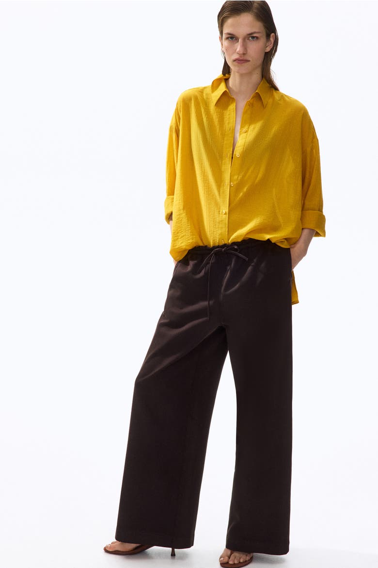 Tie-belt Wide Paper Bag Trousers, Alternate, color, Dark brown