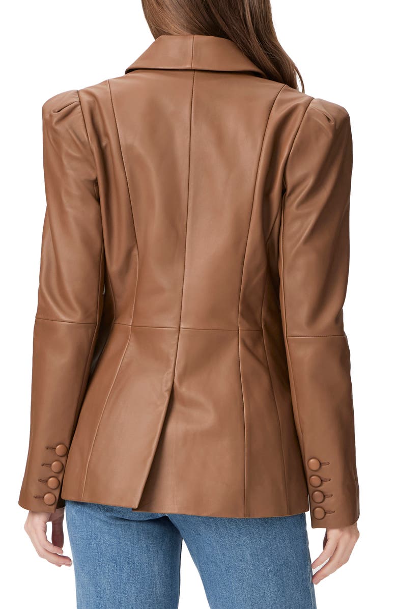 PAIGE Ciarra Puff Shoulder Leather Blazer, Alternate, color, 