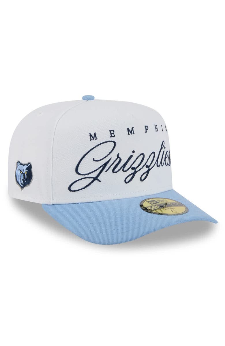 New Era Men's New Era White/Light Blue Memphis Grizzlies 2025 NBA Draft A-Frame 59FIFTY Fitted Hat, Main, color, White