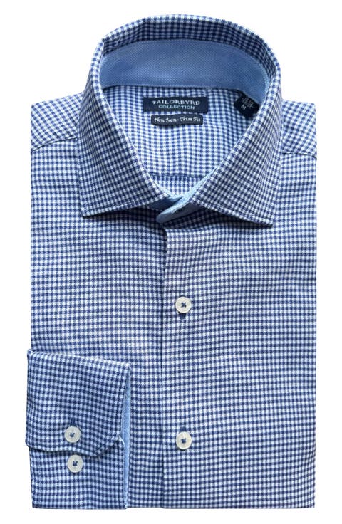 Trim Fit Dobby Mini Gingham Non-Iron Stretch Dress Shirt
