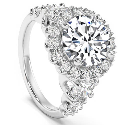 Bliss Diamond 5ct Halo Round Brilliant Cut Diamond Engagement Ring Lab Grown In 14k Rose Gold