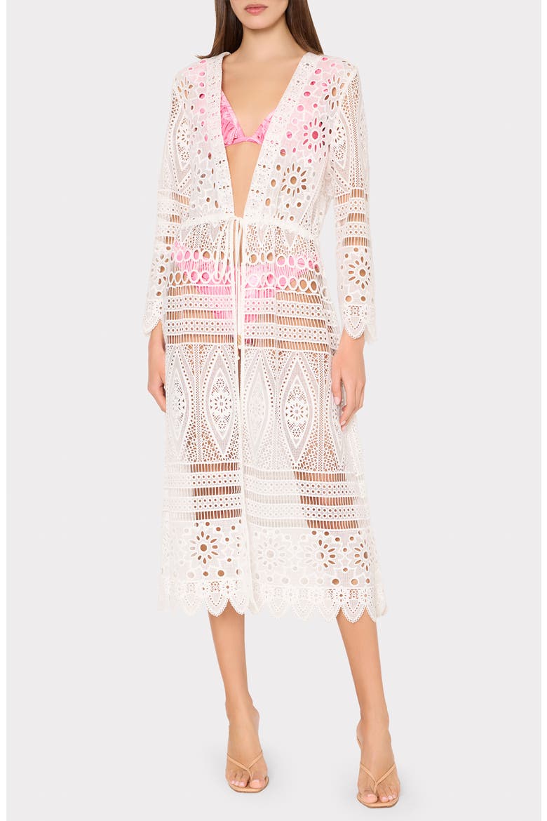 Tiered Eyelet Embroidered Cover-Up Dress, Main, color, WHITE