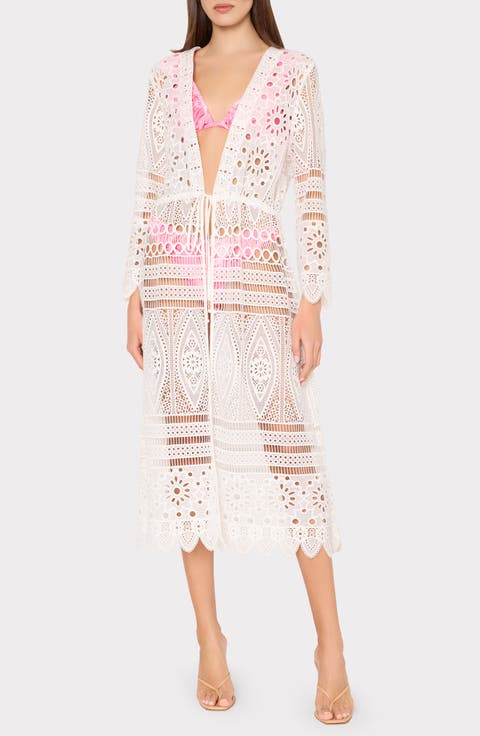 Tiered Eyelet Embroidered Cover-Up Dress