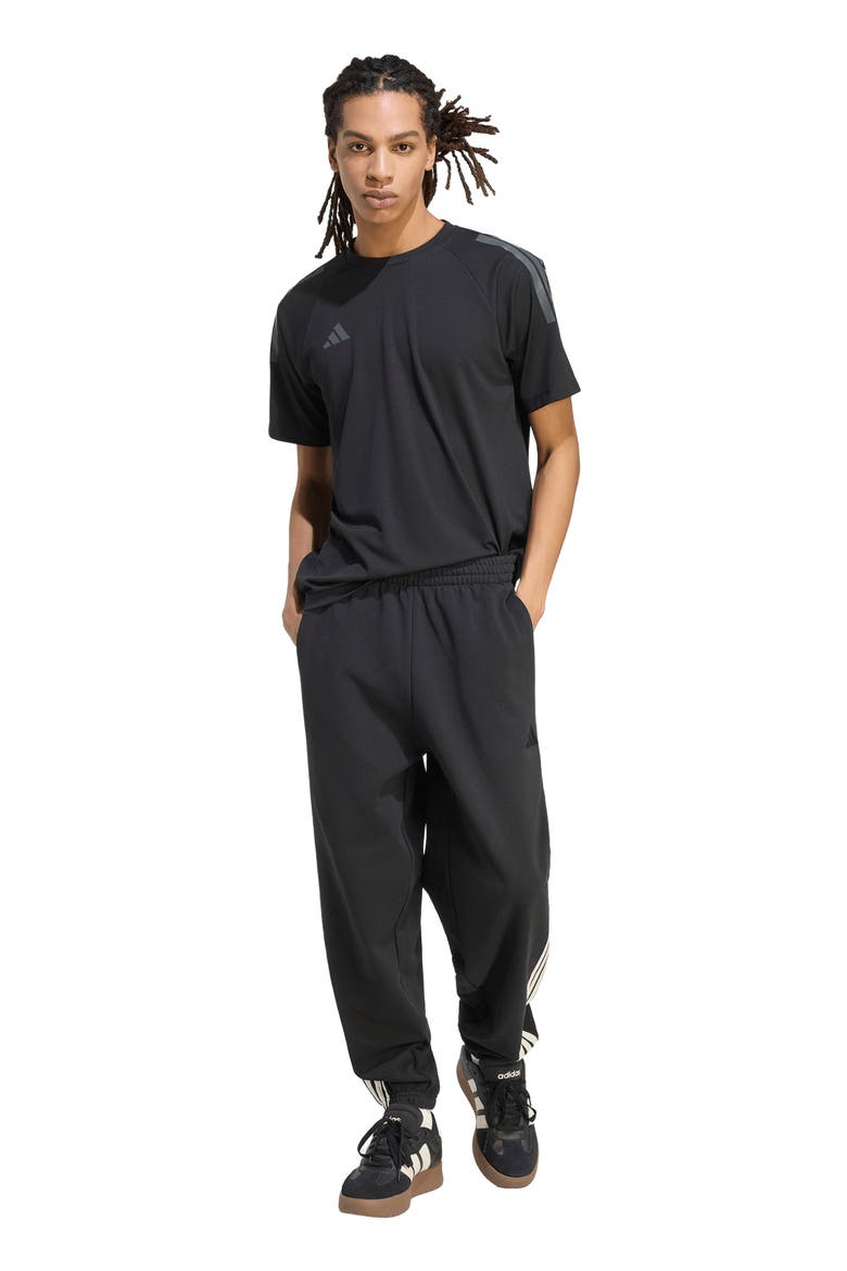 3-Stripes Fleece Sweatpants, Alternate, color, BLACK/ OFF WHITE