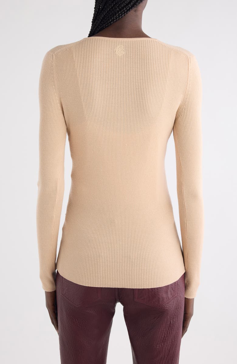 Chloé Fitted Wool Rib Henley Sweater, Alternate, color, 6I6 Honey Pink