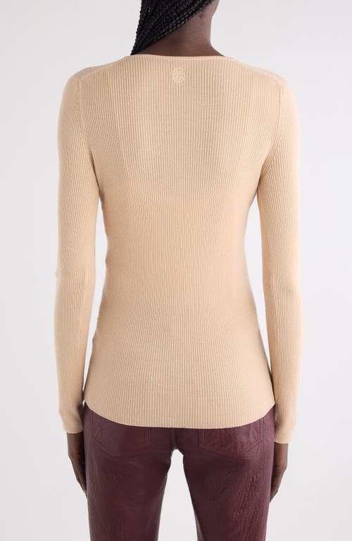 Chloé Fitted Wool Rib Henley Sweater In Gray