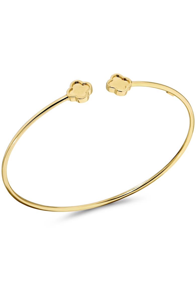 DEVATA Double Clover Bangle Bracelet in 14K Gold, Alternate, color, Yellow Gold