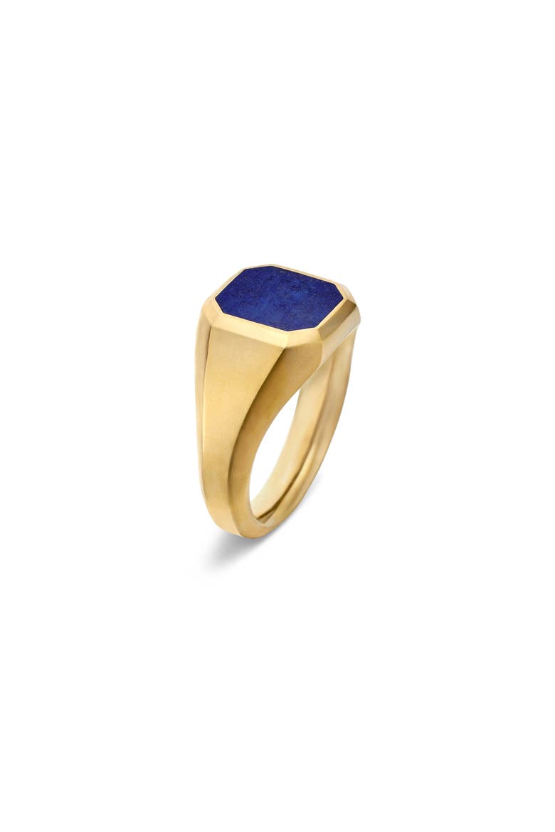 Men's Streamline Signet Ring, Alternate, color, 18K YELLOW GOLD/ BLUE LAPIS