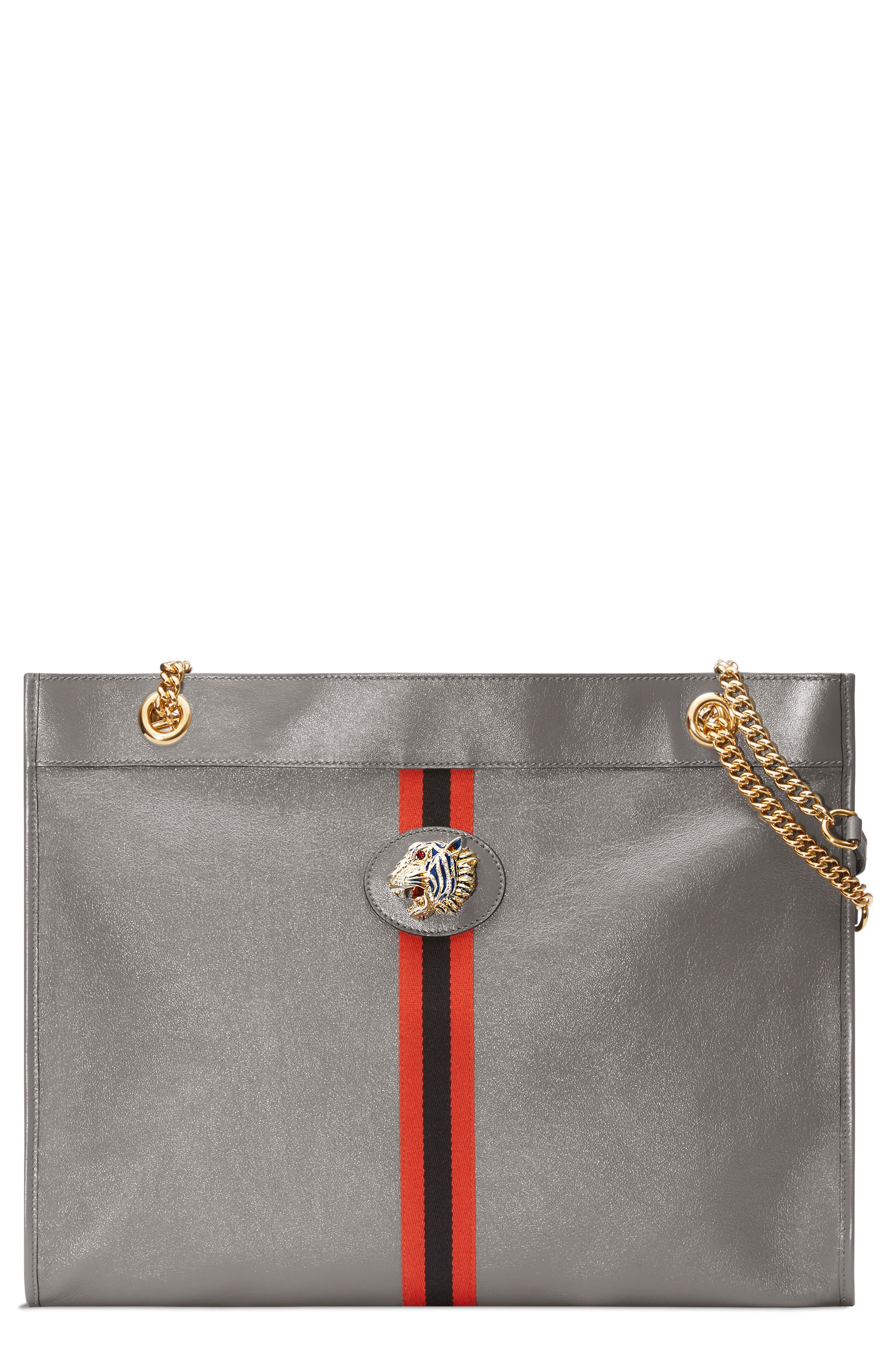 Gucci Large Leather Tote, Main, color, 