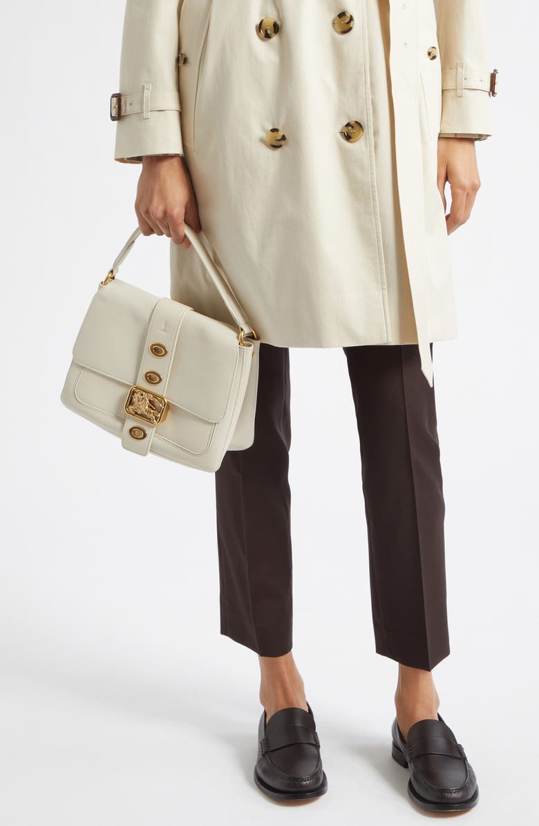 Burberry Small Rider Leather Top Handle Bag, Alternate, color, Soap