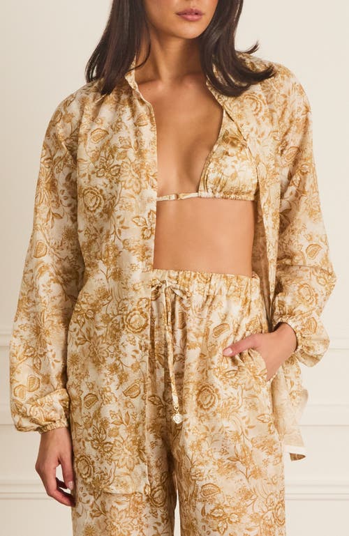 Aqua Blu Relaxed Fit Odilia Beach Shirt in Gold 