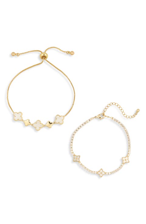 Imani 2-Pack Cubic Zirconia & Enamel Slider Bracelets