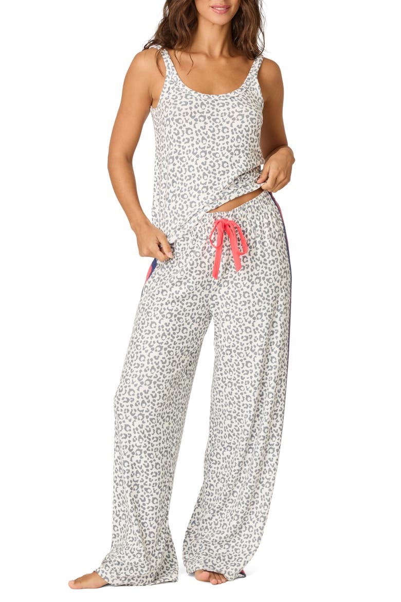 Cats Meow Stretch Jersey Pajamas, Main, color, WHITE MULTI