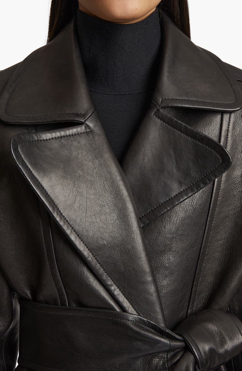 Khaite Dolores Oversize Leather Jacket, Alternate, color, 