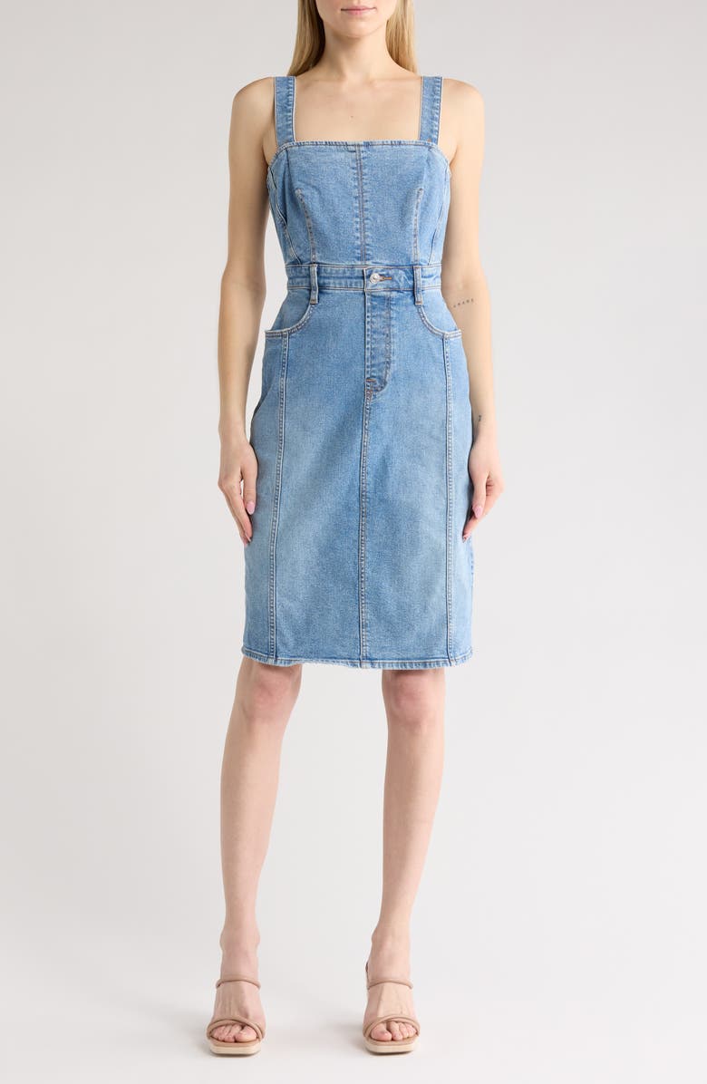 7 For All Mankind The Seamed Denim Midi Dress, Main, color, Oasis