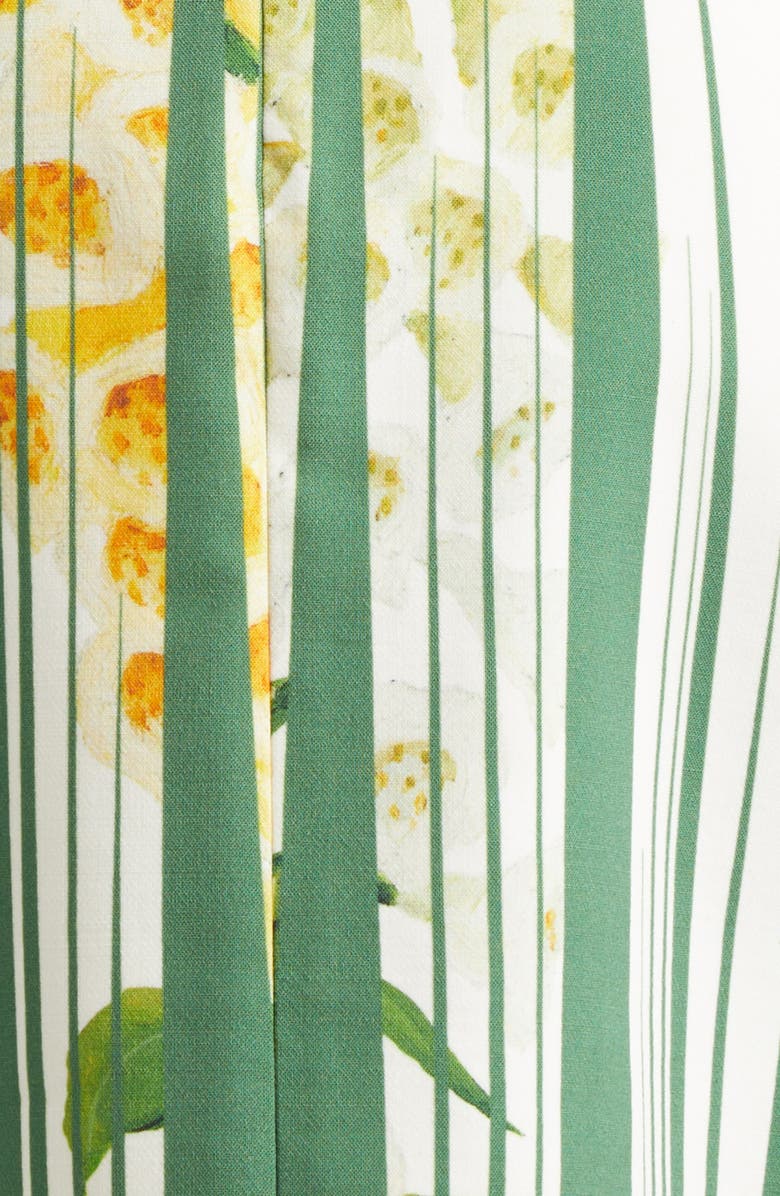 Oscar de la Renta Foxgloves Cotton Poplin Dress, Alternate, color, Green Multi