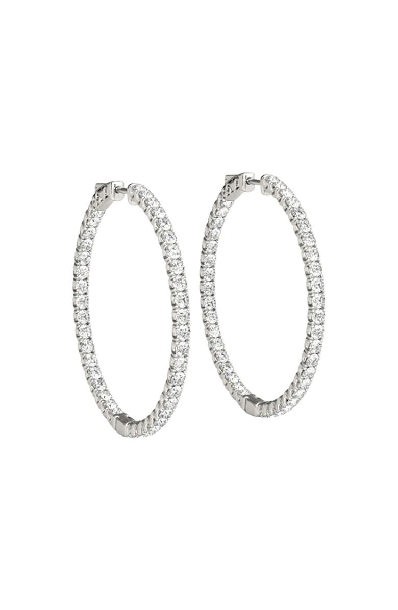 Bliss Diamond 1.75 ct Lab Grown Diamond Hoops Inside Outside 1 1/3" 14K Gold Vault Lock, Main, color, 