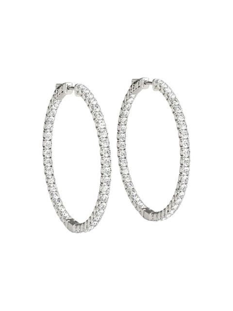 1.75 ct Lab Grown Diamond Hoops Inside Outside 1 1/3" 14K Gold Vault Lock