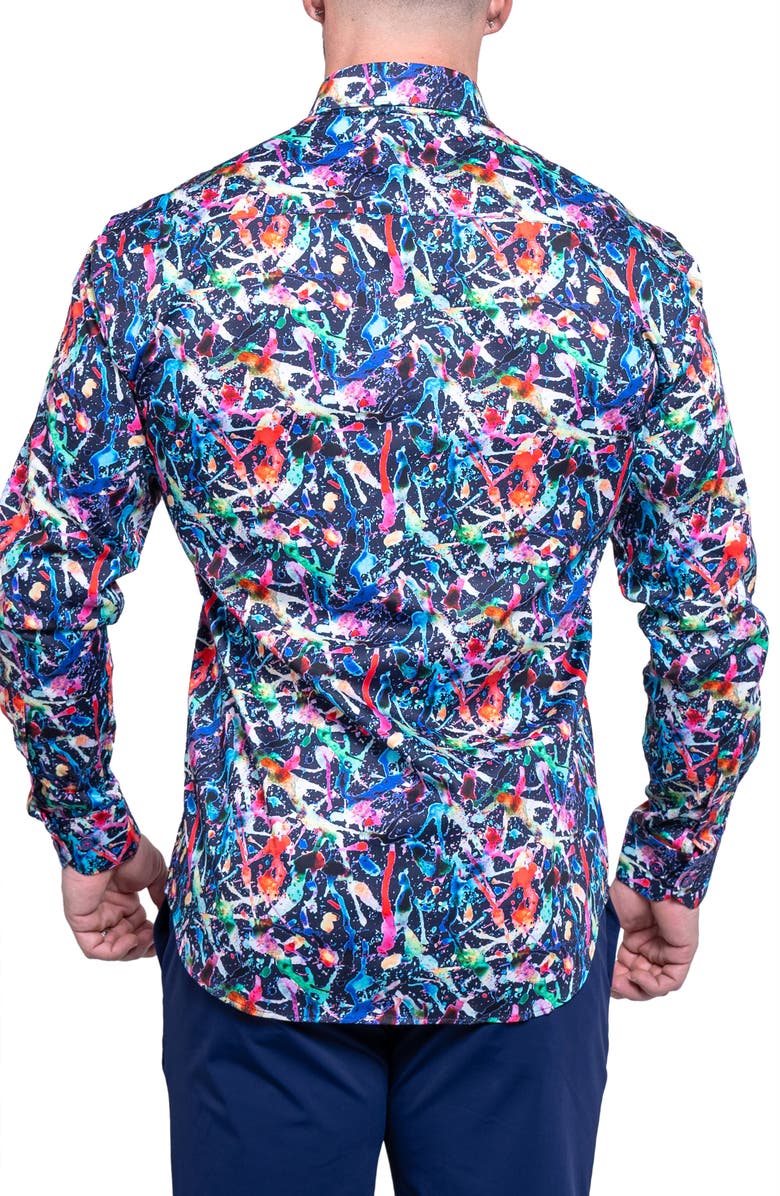 Maceoo Fibonacci Resistance Black Contemporary Fit Cotton Button-Up Shirt, Alternate, color, Black