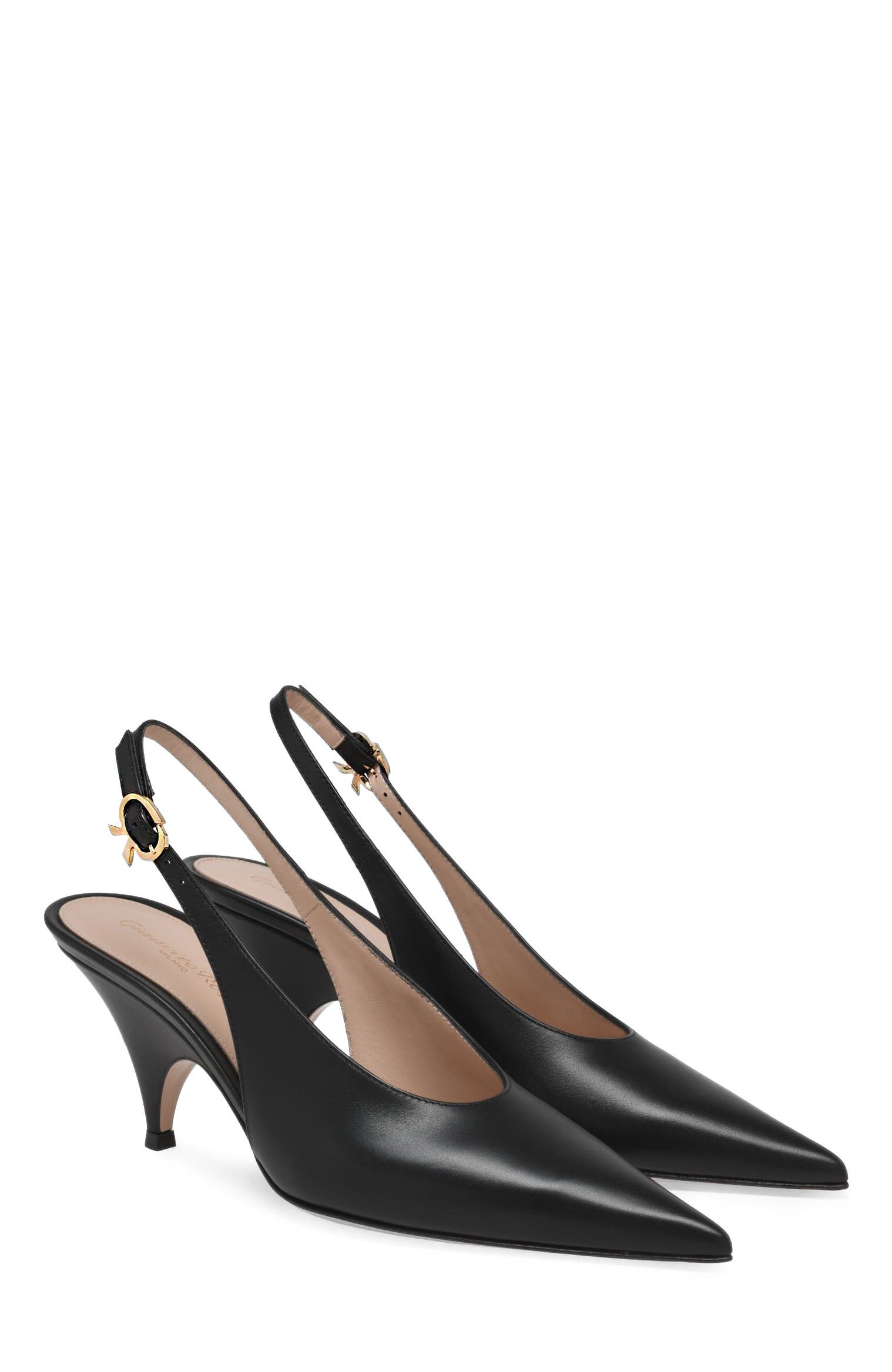 Gianvito Rossi Sofia Sling 70, Alternate, color, Black Leather
