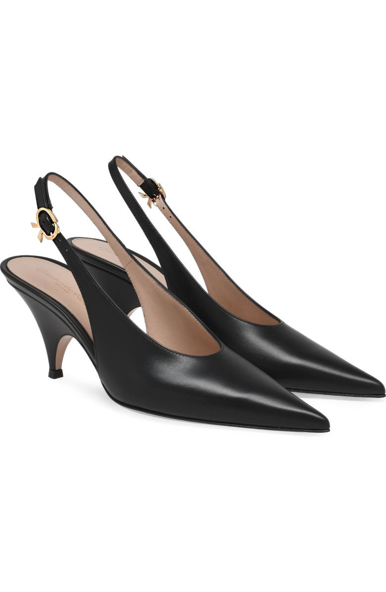 Gianvito Rossi Sofia Sling 70, Alternate, color, Black Leather