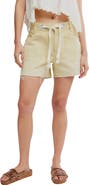 Free People Moxie Mid Rise Belted Drawstring Cutoff Denim Shorts