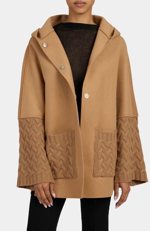 Jarel Oversized Hooded Cashmere Blend Knit Jacket