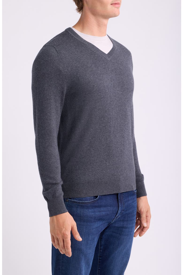 Cotton & Cashmere V-Neck Sweater, Alternate, color, GREY DARK CHARCOAL HEATHER