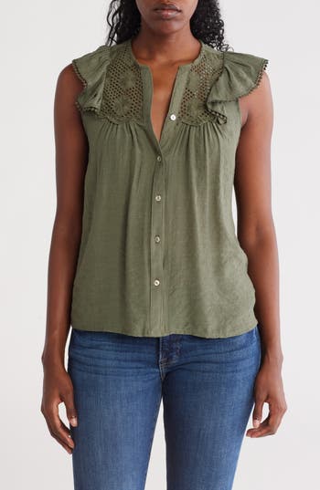 Nanette Lepore Flutter Sleeve Button-up Shirt