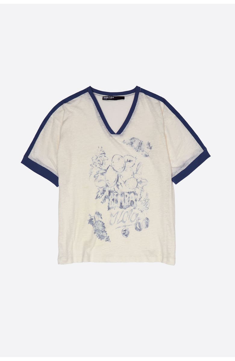 Bimba y Lola Linen Fruit Logo T-Shirt, Alternate, color, Ivory