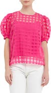 English Factory Windowpane Sheer Top