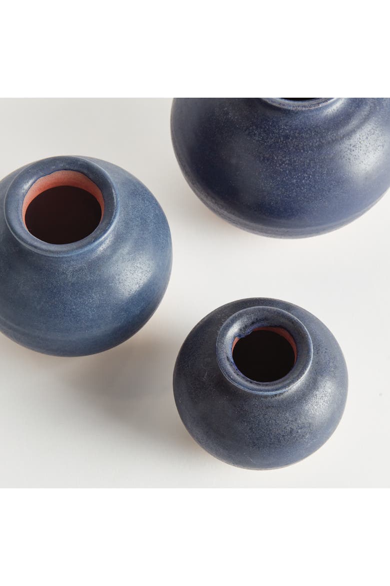 Gavin Bud Vases, Set of 3 - Navy Terracotta, Handcrafted, Alternate, color, Blue