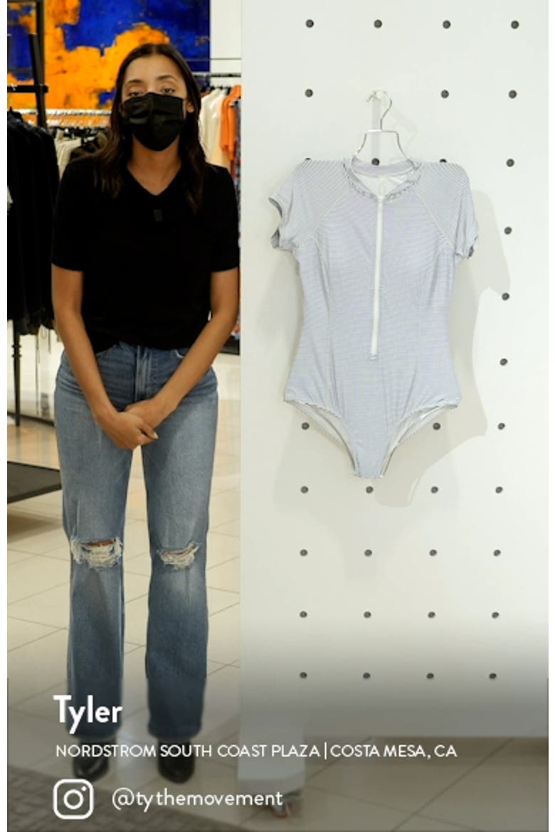 Short Sleeve Front Zip One-Piece Swimsuit video