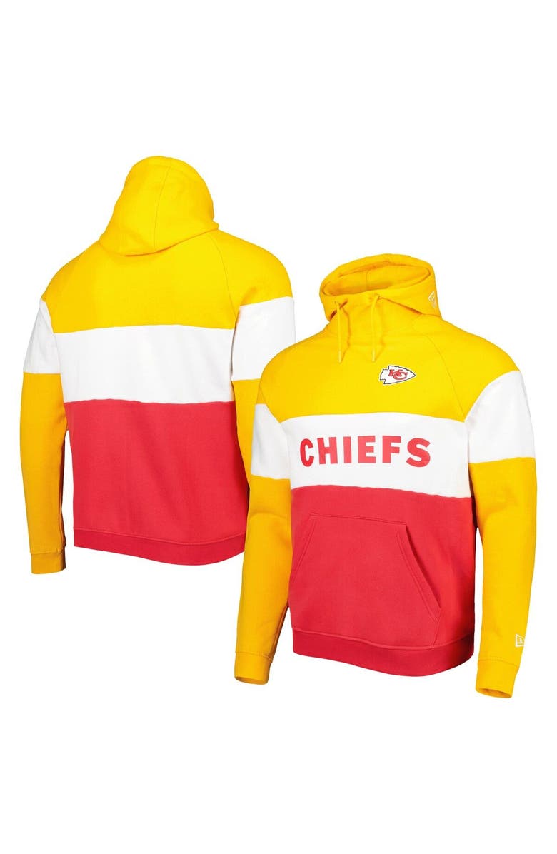 New Era Men's New Era Red/Gold Kansas City Chiefs Colorblock Current Pullover Hoodie, Main, color, Red