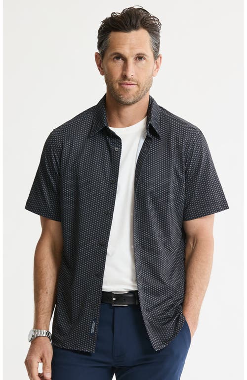 Jachs NY Performance Knit Short Sleeve Shirt in Teal Geo at Nordstrom, Size Xx-Large